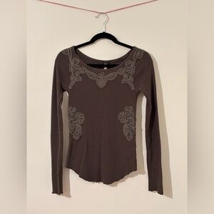 ✨Free People✨ Olive Green Embroidered Thermal